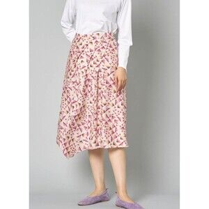 Isabel Marant Cacia Midi Skirt Printed Mid-Rise Pleated Asymmetrical M-38 278047
